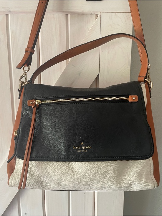 kate spade Handbags - Kate Spade Colorblock Purse Crossbody Black White Brown Flap